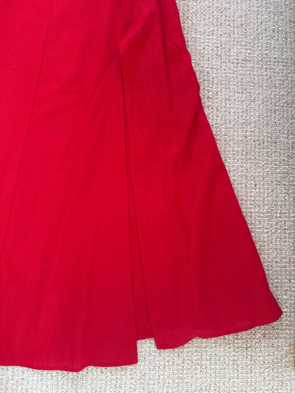 Red Zara Spaghetti Strap Linen Blend Midi Dress - NWOT Size M - Picture 6 of 10